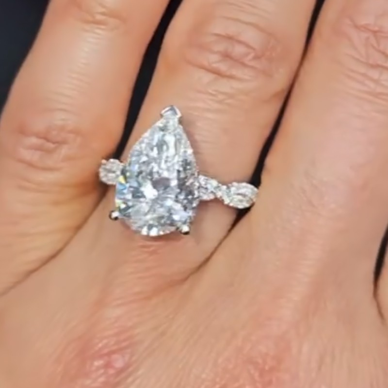 ER1608PS-2-1755682864 S925 4.25Ct Pear Cut Twist Engagement Ring In Sterling Silver - Image 1