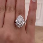 S925 Vintage 2.2Ct Halo Pear Cut Engagement Ring Travel Ring In Sterling Silver - Image 4