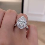 S925 Vintage 2.2Ct Halo Pear Cut Engagement Ring Travel Ring In Sterling Silver - Image 2