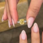 S925 4.0Ct Yellow Stone Cushion Cut Side Stone Engagement Ring Travel Ring