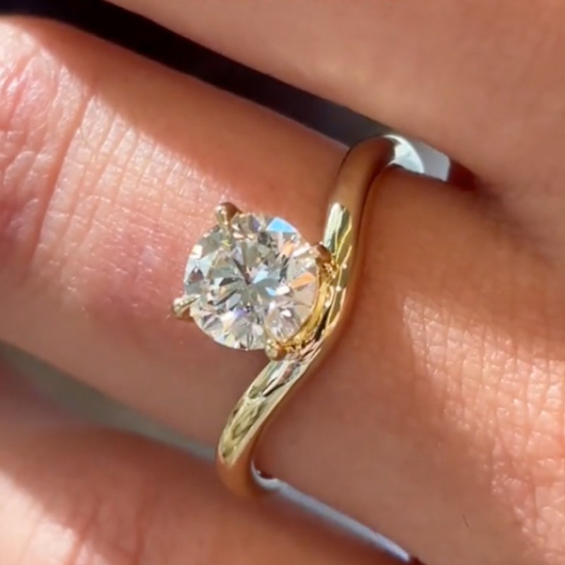 ER1614YMSS-2-1750749134 S925 Moissanite 1.0Ct Round Cut Engagement Ring Promise Ring For Her - Image 1