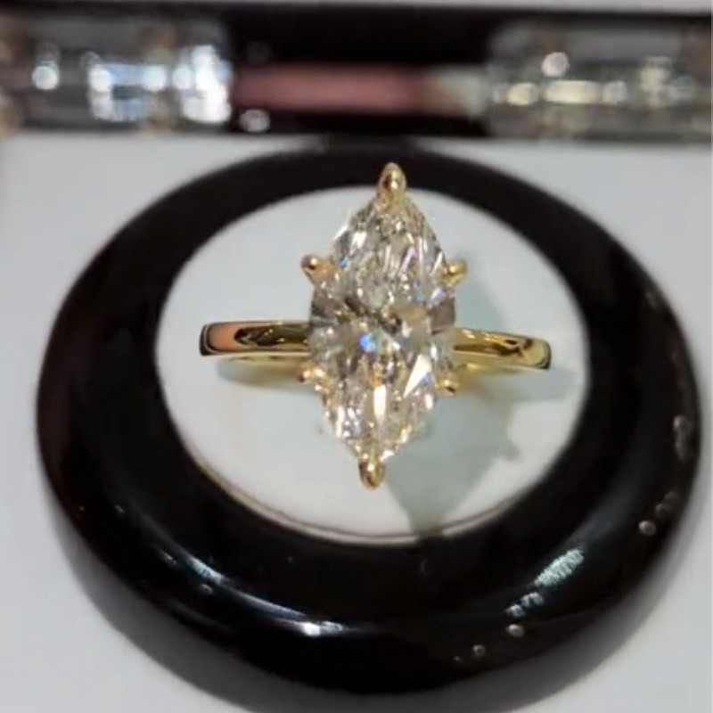 ER1615YMSS-2-1753241031 S925 Moissanite 2.0Ct Marquise Cut Engagement Ring Travel Ring In Sterling Silver - Image 1