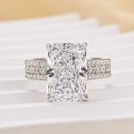 S925 6.5 Ct Radiant Cut Three-Row Luxe Engagement Ring Travel Ring For Her - Image 4
