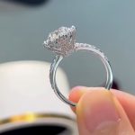 S925 Moissanite 4.0 Carat Halo Round Cut Engagement Ring In Sterling Silver - Image 3