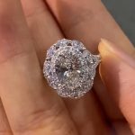 S925 3.0Ct Oval Cut Halo Engagement Ring Travel Ring In Sterling Silver