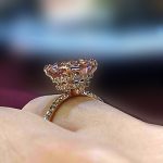 S925 Rose Gold Peachy Pink Stone Cushion Cut Engagement Ring With Double Halo - Image 3