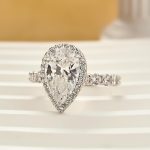 S925 4.0Ct Pear Cut Halo Engagement Ring Travel Ring In Sterling Silver - Image 2