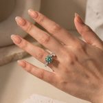 S925 Moissanite 4.0Ct Green Round Cut White Gold & Yellow Gold Engagement Ring - Image 2