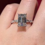 S925 Moissanite 3.5 Carat Emerald Cut Classic Engagement Ring in Sterling Silver