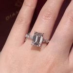 S925 Moissanite 3.5 Carat Emerald Cut Classic Engagement Ring in Sterling Silver - Image 2