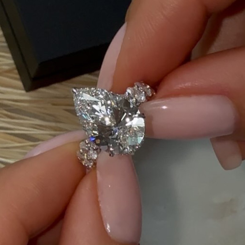 ER1653PS-2-1757405645 S925 Luxe 5.0Ct Pear Cut Engagement Ring Travel Ring In Sterling Silver - Image 1