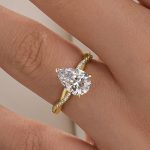 S925 2.0Ct Pear Cut Twist Engagement Ring In Sterling Silver