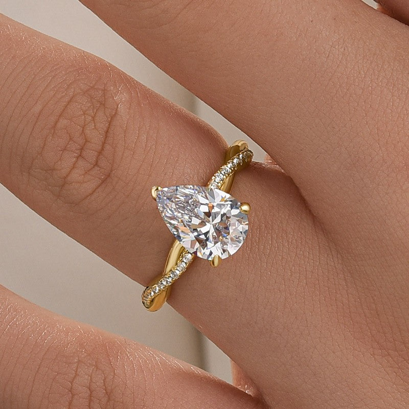 ER1656YS-3-1755849541 S925 2.0Ct Pear Cut Twist Engagement Ring In Sterling Silver - Image 1