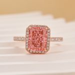 S925 3.0Ct Radiant Cut Halo Pink Stone Engagement Ring In Sterling Silver - Image 4