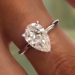 S925 4.0Ct Pear Cut Solitaire Simulated Diamond Engagement Ring in Sterling Silver - Image 3