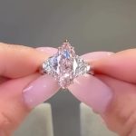 S925 4.0Ct Pink Marquise Cut Three Stone Engagement Ring Travel Ring In Sterling Silver