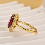 S925 Luxurious Halo 4.5Ct Oval Cut Red/Blue/Green Sapphire Engagement Ring In Sterling Silver - Image 5