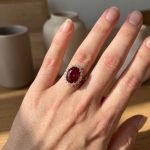 S925 Luxurious Halo 4.5Ct Oval Cut Red/Blue/Green Sapphire Engagement Ring In Sterling Silver - Image 3
