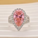 S925 Vintage Split Shank Halo 4.5Ct Pear Cut Pink Engagement Ring In Sterling Silver - Image 3