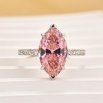 S925 Pink 4.0 Marquise Cut Engagement Ring In Sterling Silver - Image 3