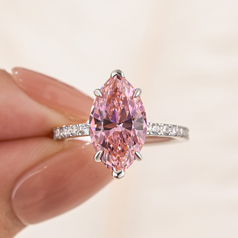 ER1691PS-2-1755595015 S925 Pink 4.0 Marquise Cut Engagement Ring In Sterling Silver - Image 1
