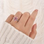 S925 Pink 4.0 Marquise Cut Engagement Ring In Sterling Silver - Image 2