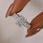 S925 5.0Ct Radiant Cut Hidden Halo Luxe Engagement Ring In Sterling Silver