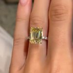 S925 3.5Ct Emerald Cut Yellow Two-Tone Engagement Ring In Sterling Silver