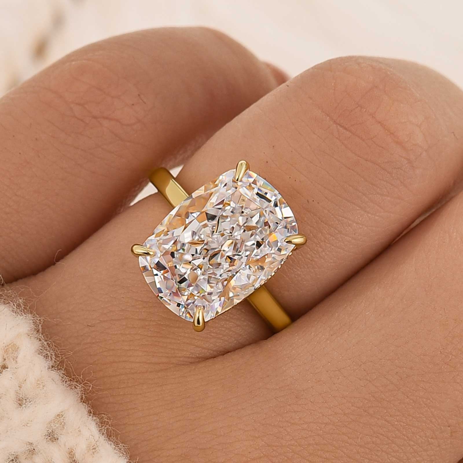 ER1699YS-11-1759910860 S925 8.5Ct Cushion Cut Hidden Halo Engagement Ring Travel Ring - Image 1
