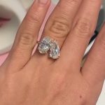 S925 Toi et Moi Oval Cut & Pear Cut Engagement Ring Travel Ring - Image 2