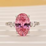 S925 4.0 Carat Oval Cut Pink Stone Engagement Ring In Sterling Silver - Image 3