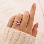 S925 4.0 Carat Oval Cut Pink Stone Engagement Ring In Sterling Silver - Image 2