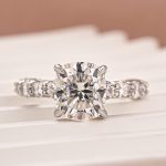 S925 Moissanite 3.0 Ct Cushion Cut White Gold Engagement Ring