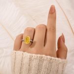 S925 5.0 Carat Yellow Stone Elongated Cushion Cut Engagement Ring In Sterling Silver - Image 2
