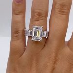 S925 5.0Ct Emerald Cut Engagement Ring Travel Ring In Sterling Silver