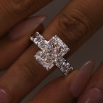 S925 5.0Ct Radiant Cut Hidden Halo Half Engagement Ring In Sterling Silver