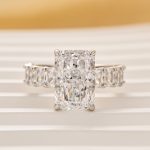 S925 5.0Ct Radiant Cut Hidden Halo Half Engagement Ring In Sterling Silver - Image 4