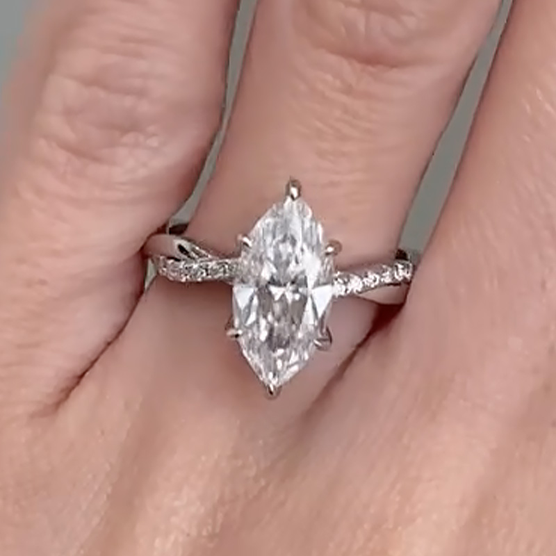 ER1734-2 S925 Moissanite 3.0Ct Marquise Cut Twist Engagement Ring For Women - Image 1