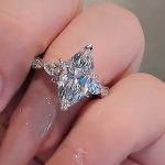 S925 4.0Ct Marquise Cut White Stone with Round & Marquise Cut Side Stone Engagement Rings
