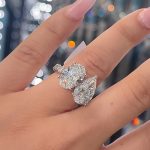 S925 Unique Double Stones Design Oval Cut & Pear Cut Engagement Ring