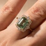 S925 Moissanite 3.0Ct Halo Emerald Stone Emerald Cut Engagement Ring in Sterling Silver