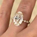 S925 5.0Ct Oval Cut Side Stone Yellow Gold&White Gold Engagement Ring For Woman