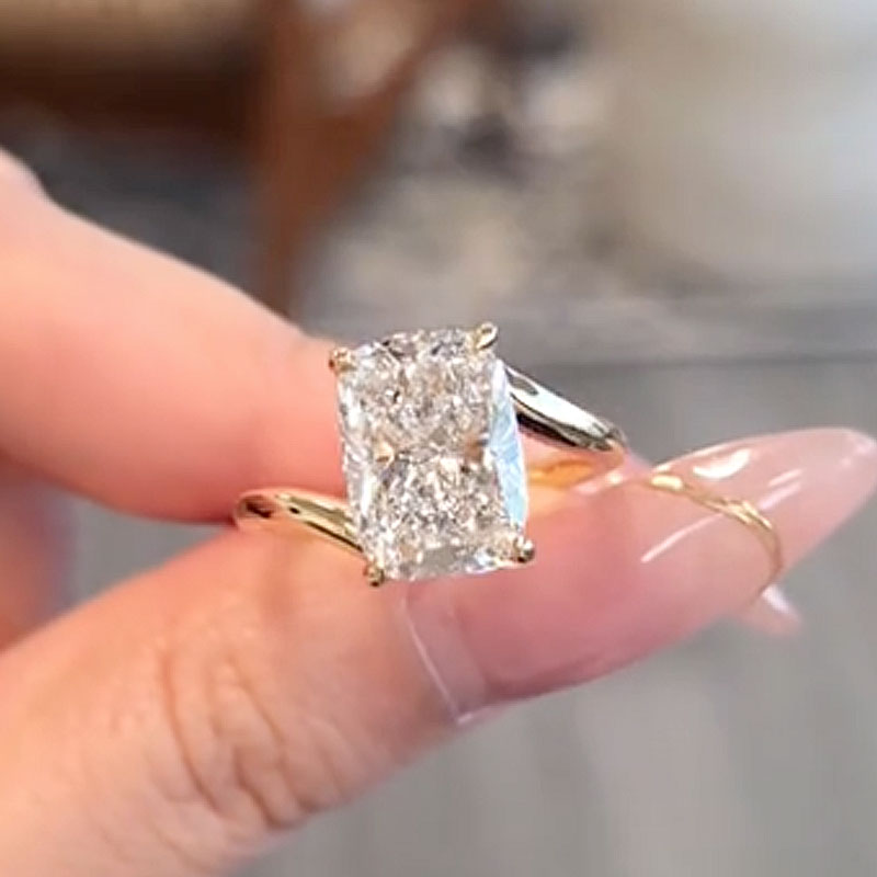 ER1812Y-1 S925 Special 4.5Ct Cushion Cut Engagement Ring For Women In Sterling Silver - Image 1