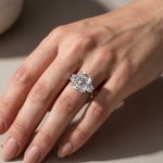 S925 Luxurious Crushed Ice Hybrid Radiant Cut Three Stone Engagement Ring In Sterling Silver - Image 5