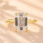 S925 3.5Ct Emerald Cut Solitaire 18K Yellow Gold Engagement Ring in Sterling Silver - Image 3