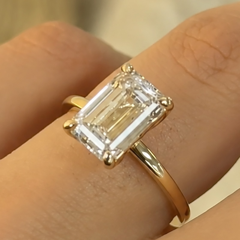 ER1859YS-1-UCMpI7 S925 3.5Ct Emerald Cut Solitaire 18K Yellow Gold Engagement Ring in Sterling Silver - Image 1