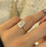S925 3.5Ct Emerald Cut Solitaire 18K Yellow Gold Engagement Ring in Sterling Silver - Image 2