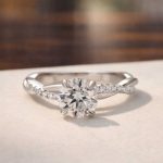 S925 Moissanite Twist White Gold 1.0Ct Round Cut Engagement Ring in Sterling Silver - Image 4