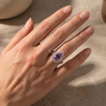 S925 Attractive Double Halo Pear Cut Aquamarine Blue/Purple Engagement Ring - Image 8