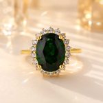 S925 Luxurious Halo 4.5Ct Oval Cut Red/Blue/Green Sapphire Engagement Ring In Sterling Silver - Image 11